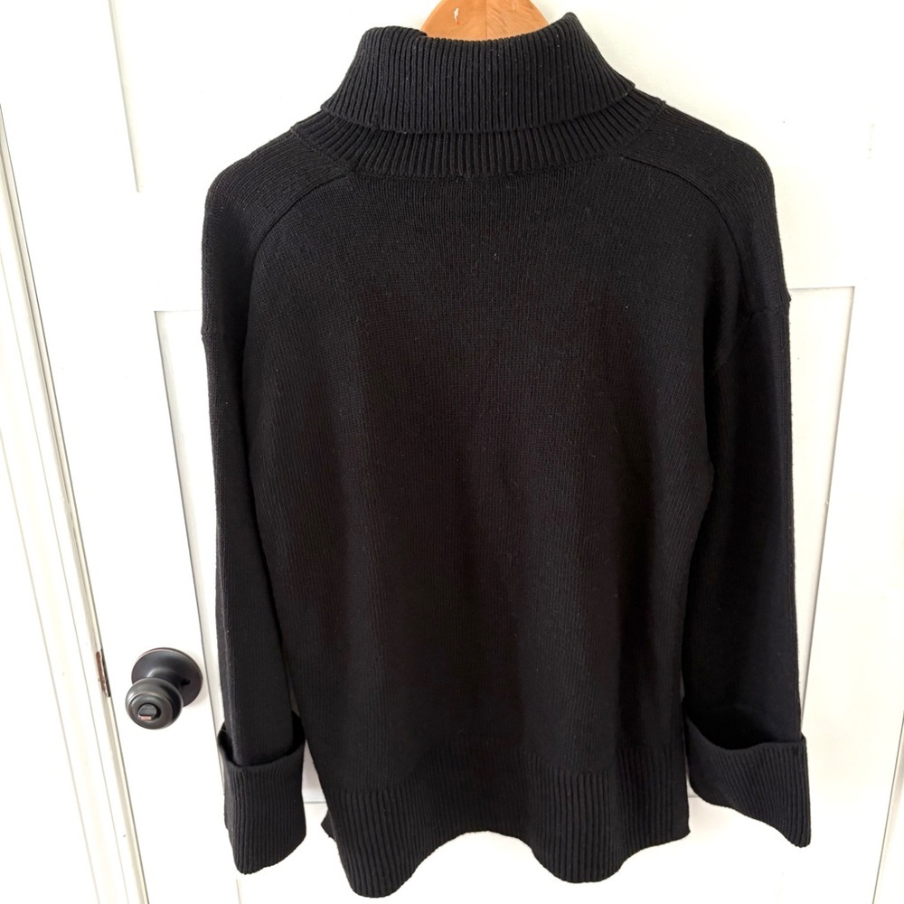 Talbots Drop Shoulder Turtleneck Sweater. Black. Size Medium. - Picture 5 of 13